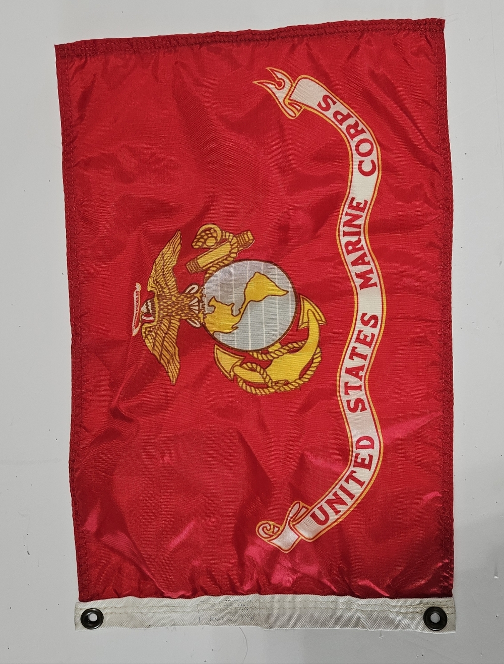 Vintage United States Marine Corps 12"×18" Nylon Embroidered Hanging Flag with